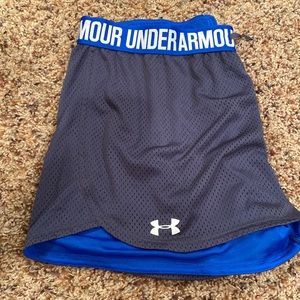 Gray and blue under armor shorts size large
